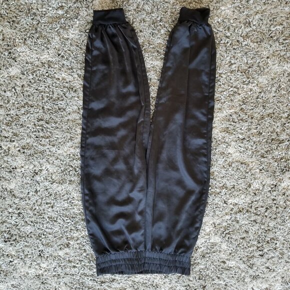 ACOA Black Satin Elastic Joggers Size Small - Picture 4 of 13
